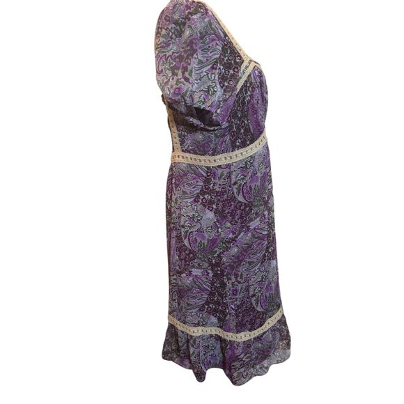 Loft Women's Size 10 Purple Paisley Short Dress Bohemian Casual - Picture 3 of 8